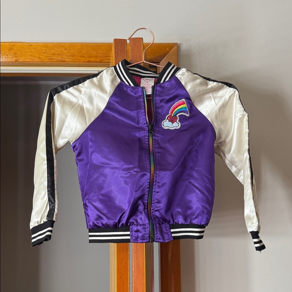 Purple and White Kids Jacket with Rainbow Patch